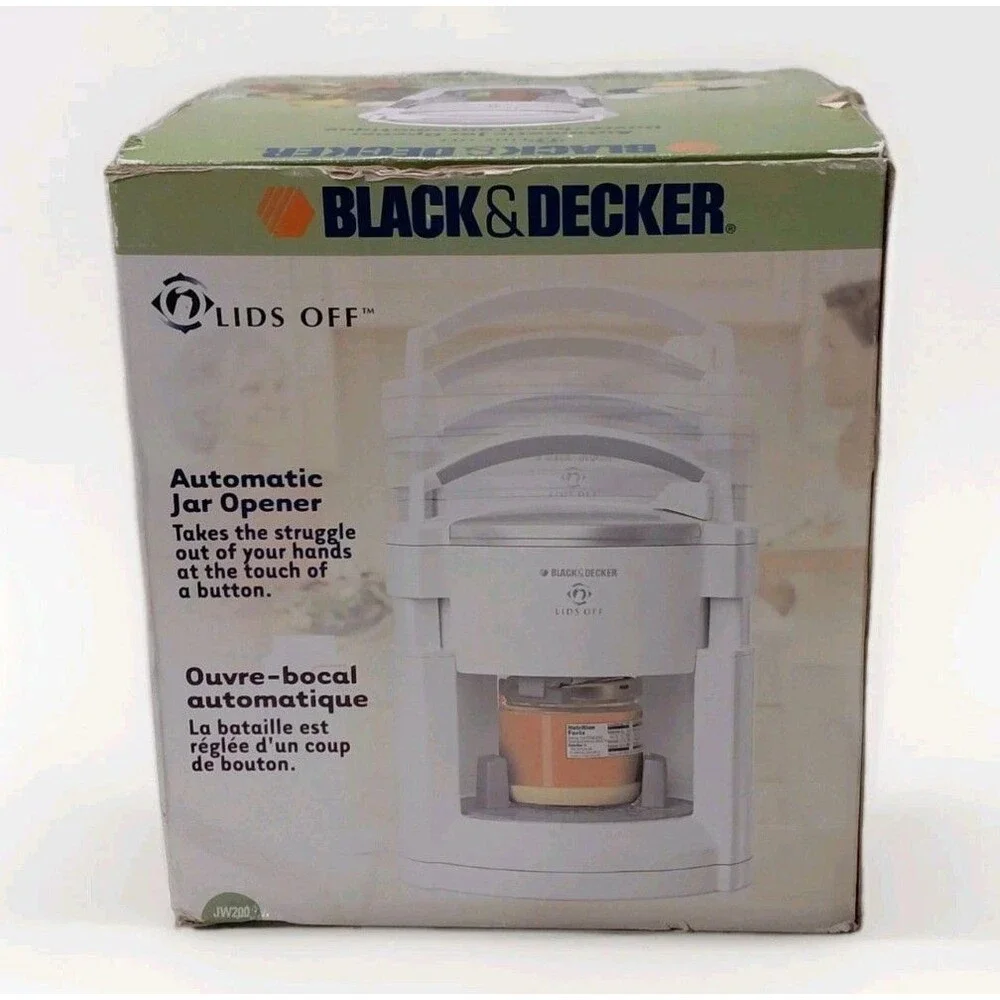 Black & Decker Lids Off Automatic Electric Jar Opener JW200 White New